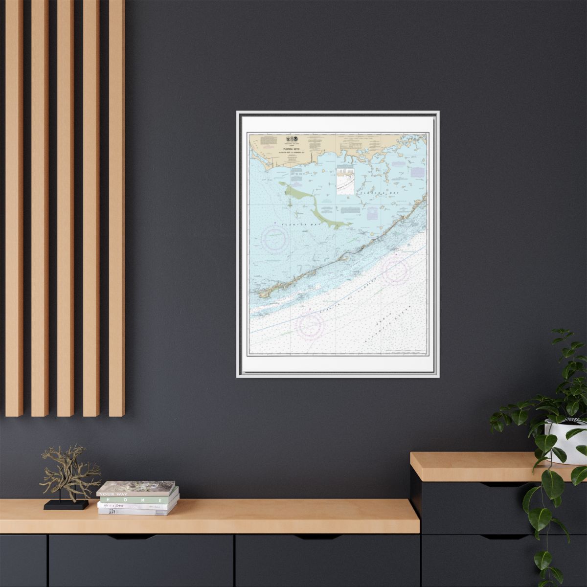 Chart 11452 Florida Keys - Alligator Reef to Sombrero Key - NOAA Nautical Chart Floating Frame Canvas | 24" x 32" | 30" x 40" - White context-2