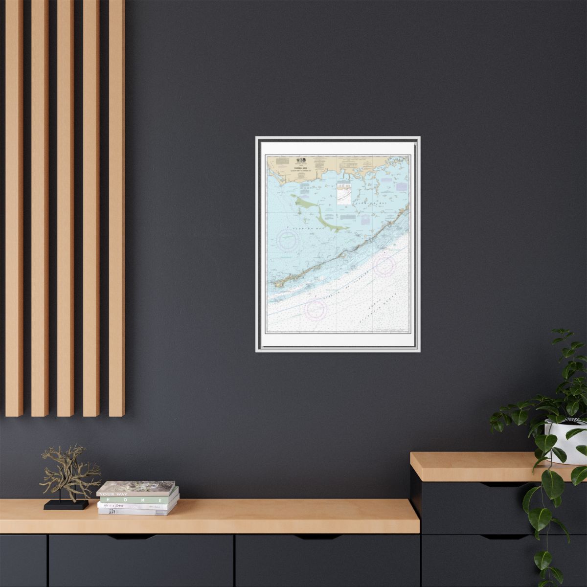 Chart 11452 Florida Keys - Alligator Reef to Sombrero Key - NOAA Nautical Chart Floating Frame Canvas | 24" x 32" | 30" x 40" - White context-2