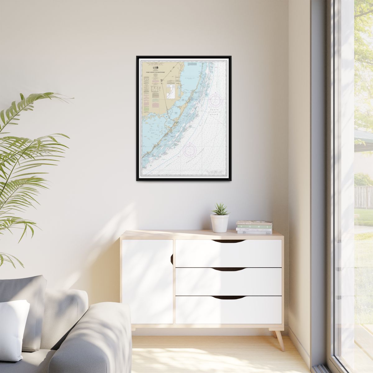 Chart 11462 Fowey Rocks to Alligator Reef - NOAA Nautical Chart Floating Frame Canvas | 24" x 32" | 30" x 40" - Black context-1
