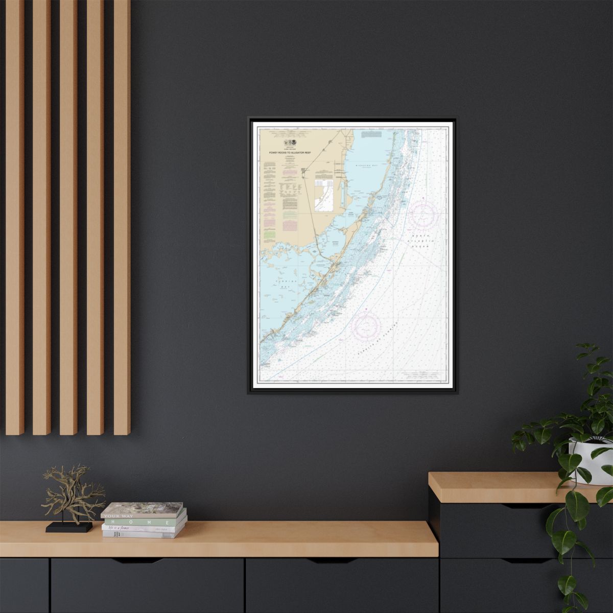 Chart 11462 Fowey Rocks to Alligator Reef - NOAA Nautical Chart Floating Frame Canvas | 24" x 32" | 30" x 40" - Black context-2