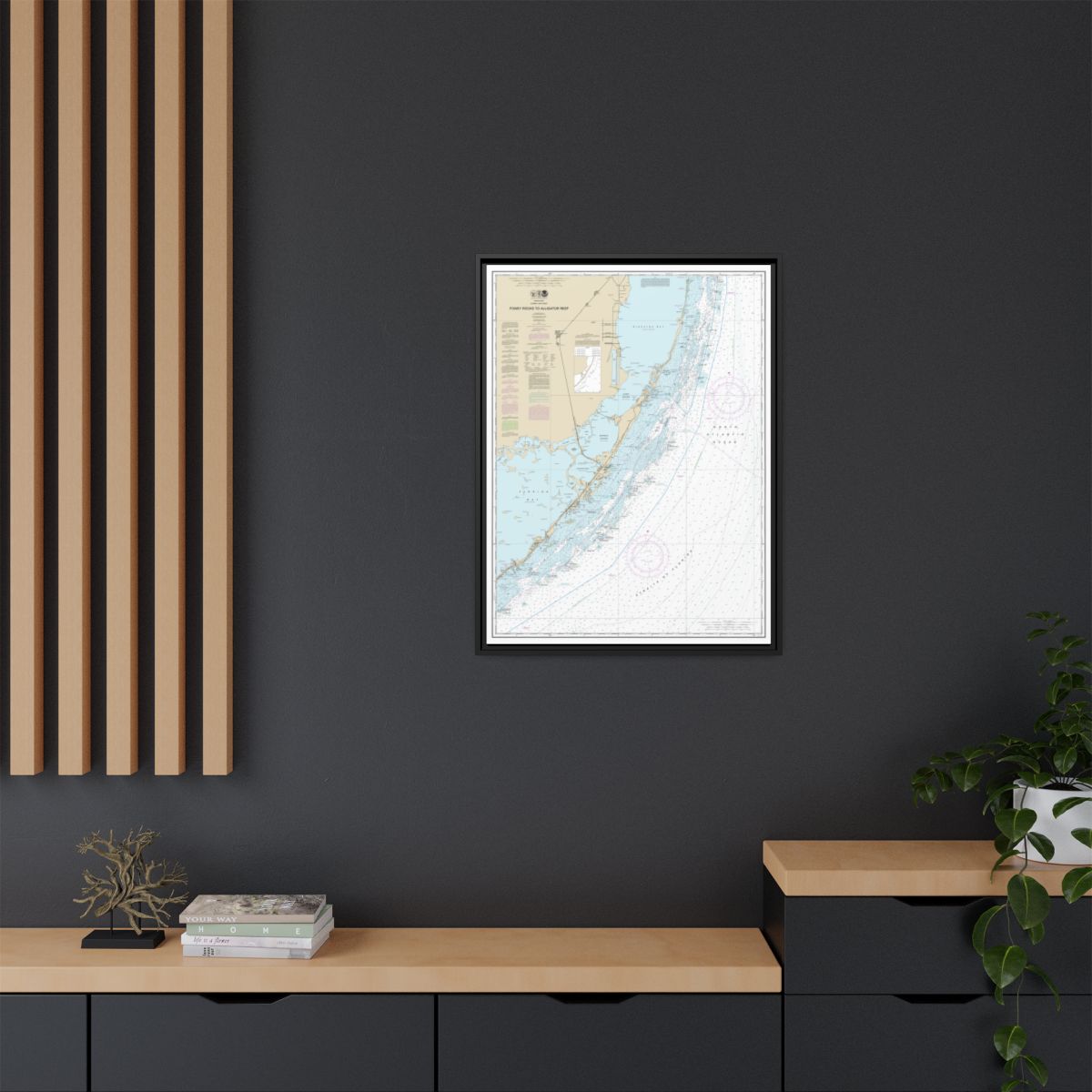 Chart 11462 Fowey Rocks to Alligator Reef - NOAA Nautical Chart Floating Frame Canvas | 24" x 32" | 30" x 40" - Black context-2