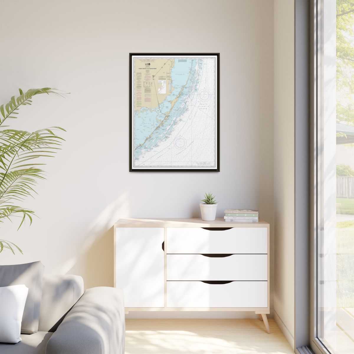 Chart 11462 Fowey Rocks to Alligator Reef - NOAA Nautical Chart Floating Frame Canvas | 24" x 32" | 30" x 40" - Espresso context-1