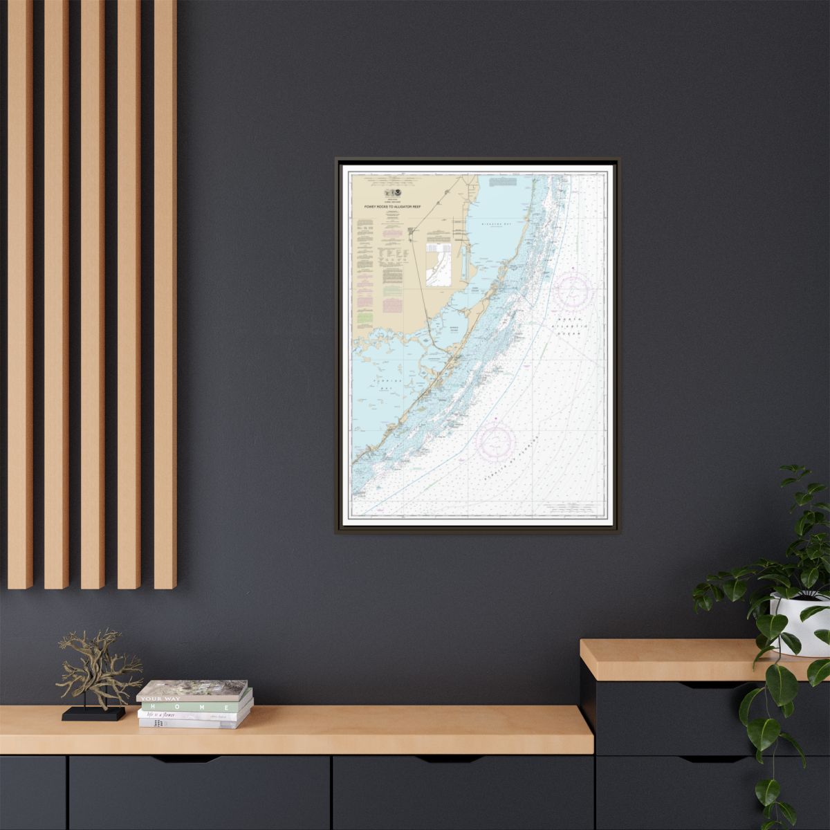 Chart 11462 Fowey Rocks to Alligator Reef - NOAA Nautical Chart Floating Frame Canvas | 24" x 32" | 30" x 40" - Espresso context-2