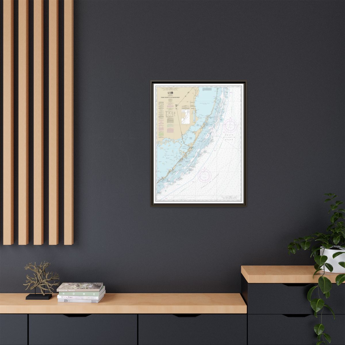 Chart 11462 Fowey Rocks to Alligator Reef - NOAA Nautical Chart Floating Frame Canvas | 24" x 32" | 30" x 40" - Espresso context-2