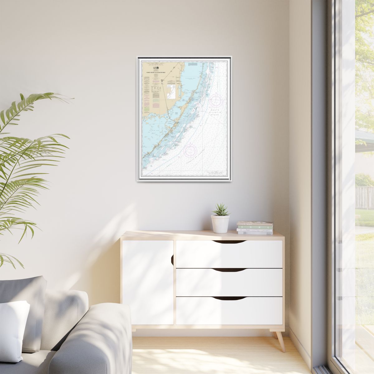 Chart 11462 Fowey Rocks to Alligator Reef - NOAA Nautical Chart Floating Frame Canvas | 24" x 32" | 30" x 40" - White context-1