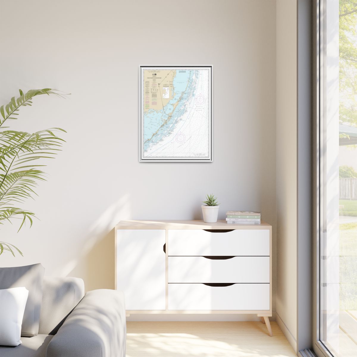 Chart 11462 Fowey Rocks to Alligator Reef - NOAA Nautical Chart Floating Frame Canvas | 24" x 32" | 30" x 40" - White context-1