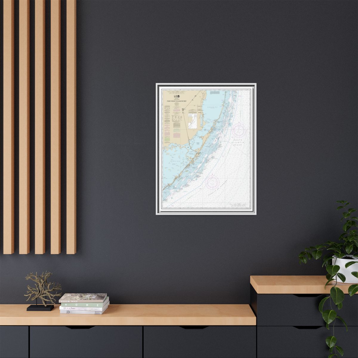 Chart 11462 Fowey Rocks to Alligator Reef - NOAA Nautical Chart Floating Frame Canvas | 24" x 32" | 30" x 40" - White context-2
