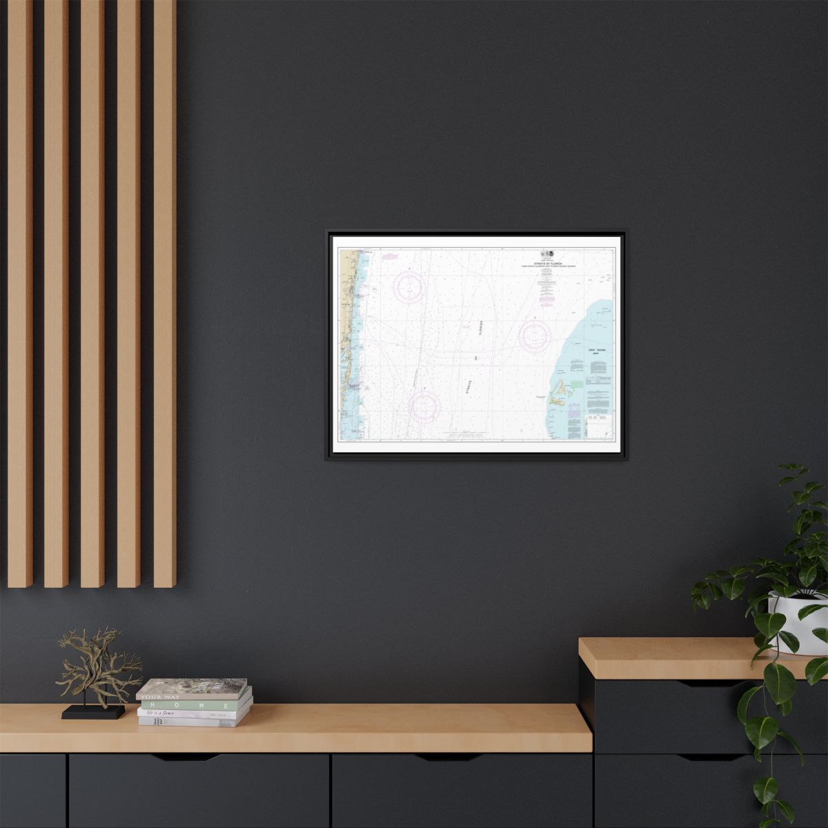 Chart 11469 Straits of Florida Fowey Rocks, Hillsboro Inlet to Bimini Islands, Bahamas - NOAA Nautical Chart Floating Frame Canvas | 32" x 24" | 40" x 30" - Black context-2