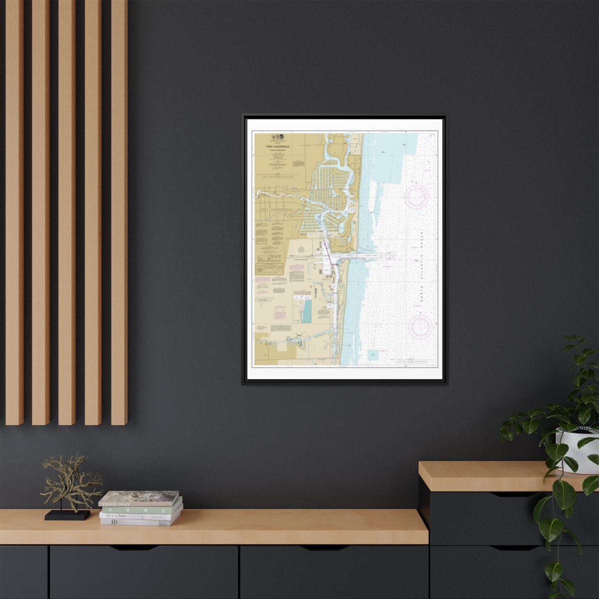 Chart 11470 Fort Lauderdale Port Everglades - NOAA Nautical Chart Floating Frame Canvas | 24" x 32" | 30" x 40" - Black context-2