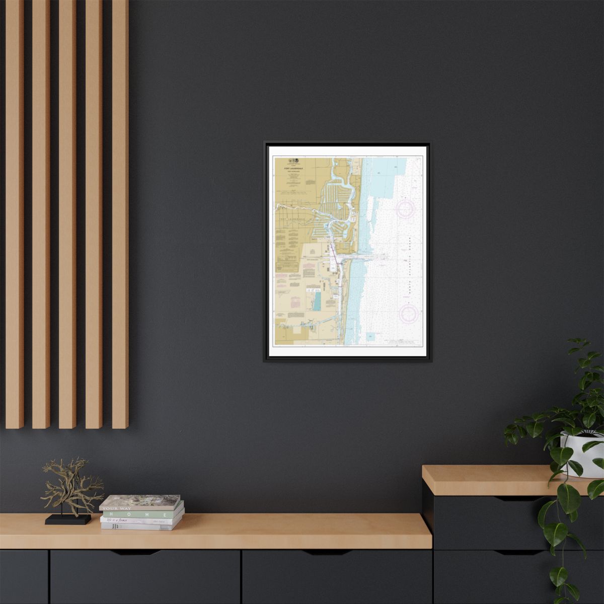 Chart 11470 Fort Lauderdale Port Everglades - NOAA Nautical Chart Floating Frame Canvas | 24" x 32" | 30" x 40" - Black context-2
