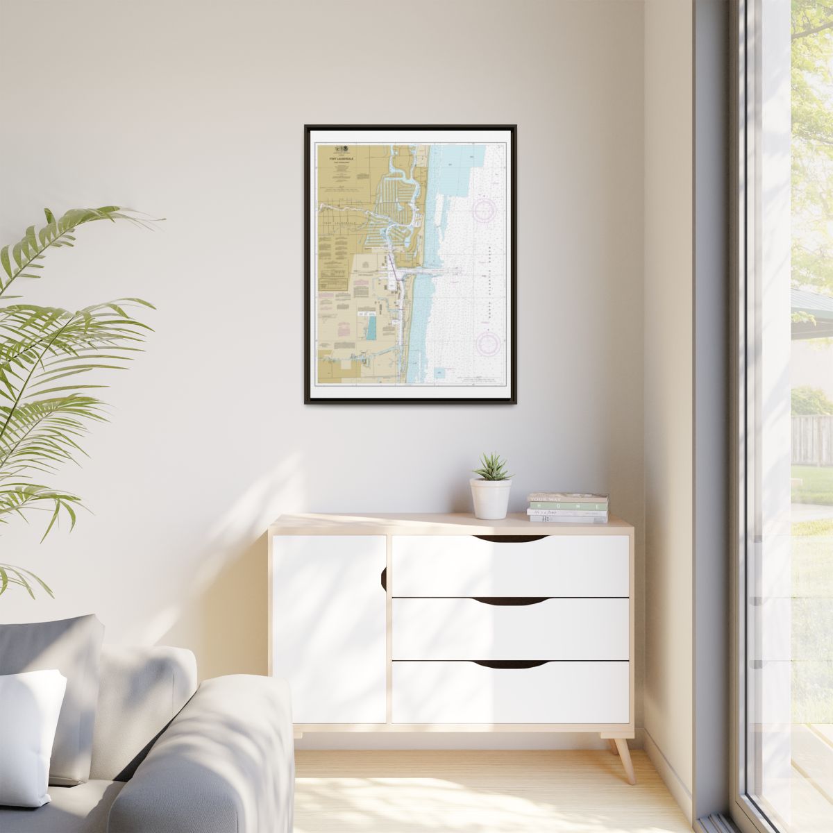 Chart 11470 Fort Lauderdale Port Everglades - NOAA Nautical Chart Floating Frame Canvas | 24" x 32" | 30" x 40" - Espresso context-1