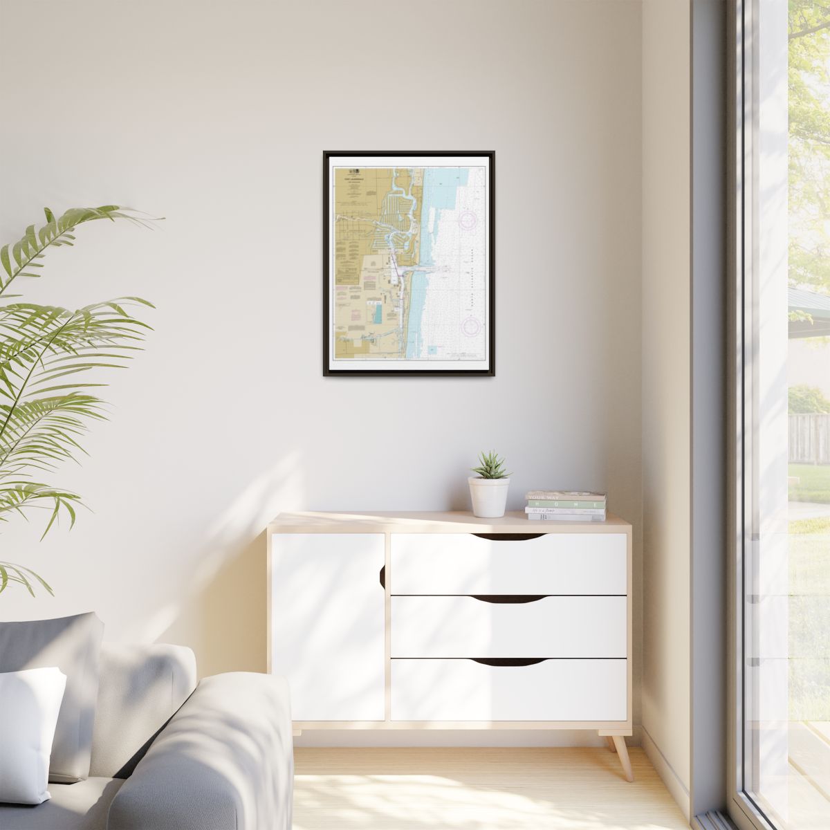 Chart 11470 Fort Lauderdale Port Everglades - NOAA Nautical Chart Floating Frame Canvas | 24" x 32" | 30" x 40" - Espresso context-1