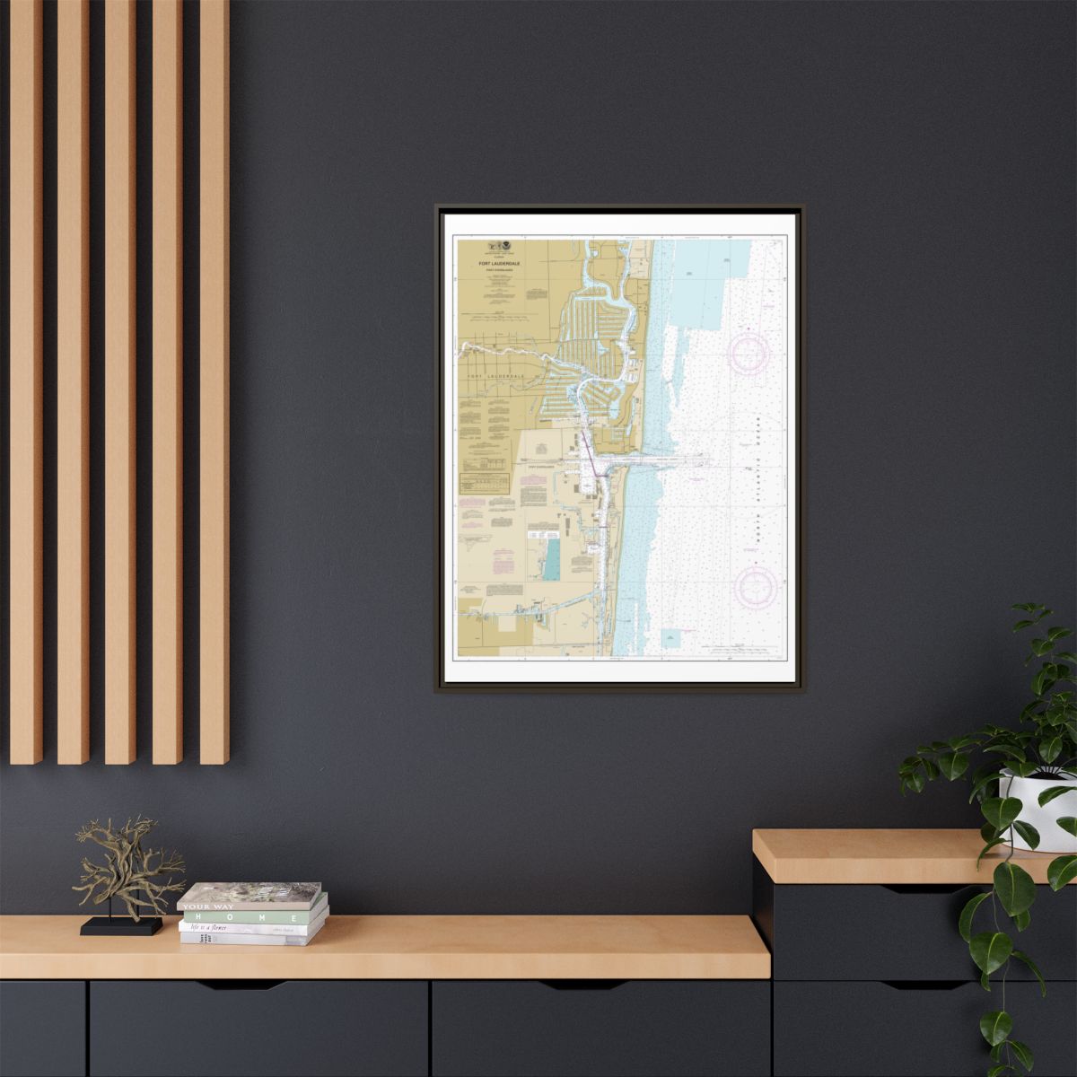 Chart 11470 Fort Lauderdale Port Everglades - NOAA Nautical Chart Floating Frame Canvas | 24" x 32" | 30" x 40" - Espresso context-2