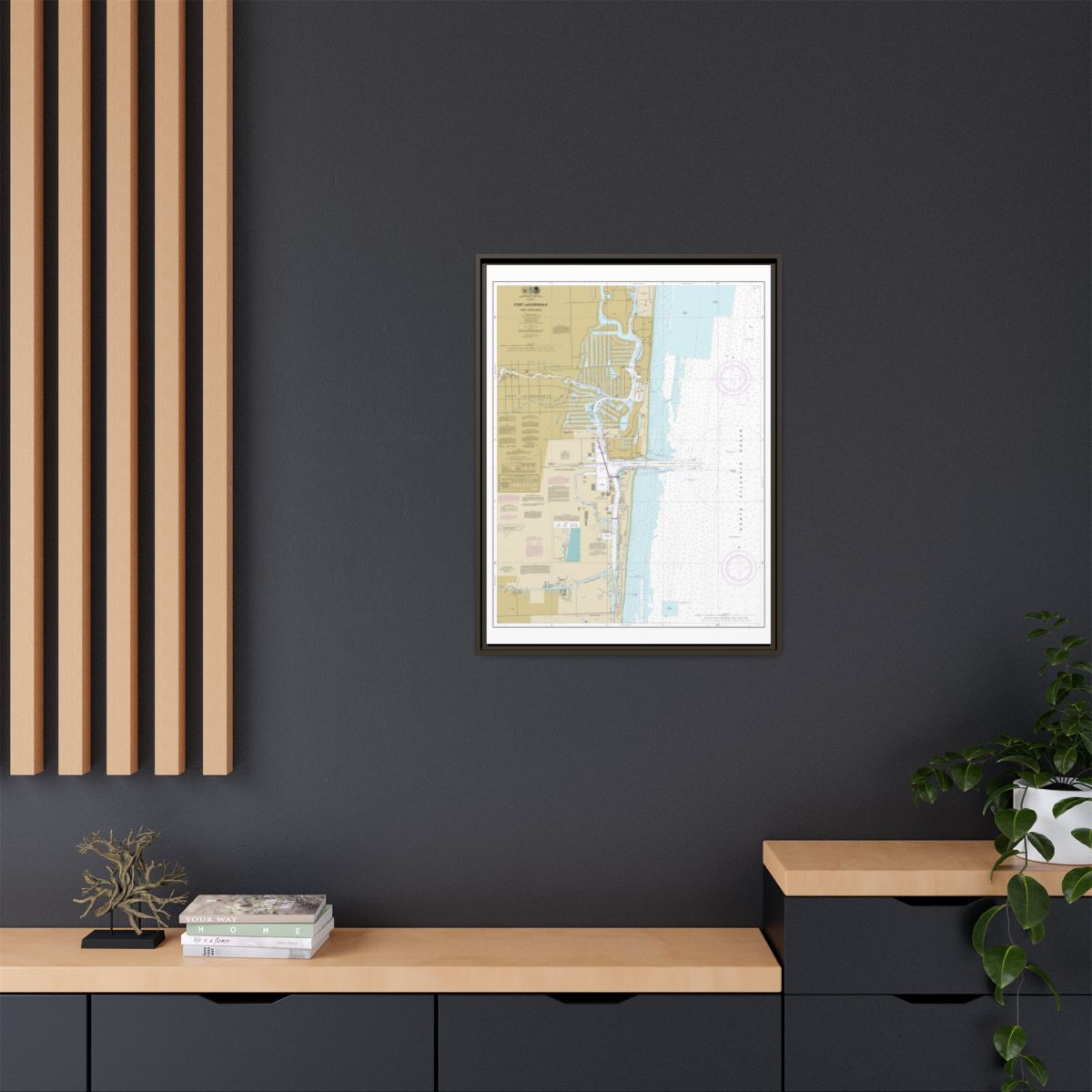 Chart 11470 Fort Lauderdale Port Everglades - NOAA Nautical Chart Floating Frame Canvas | 24" x 32" | 30" x 40" - Espresso context-2