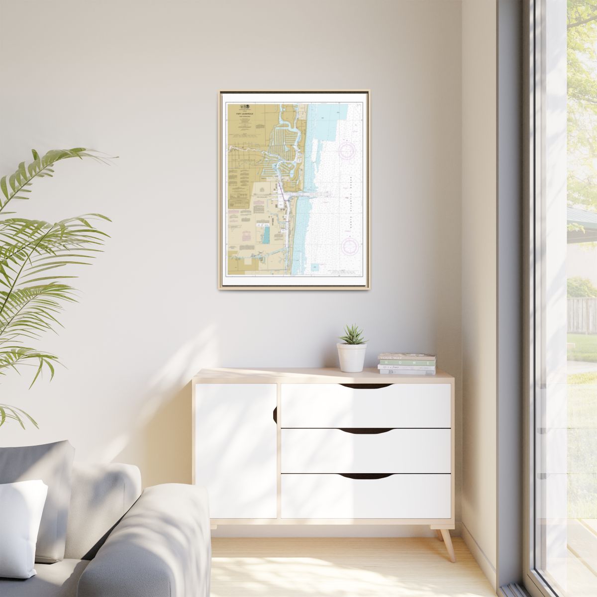 Chart 11470 Fort Lauderdale Port Everglades - NOAA Nautical Chart Floating Frame Canvas | 24" x 32" | 30" x 40" - Natural context-1