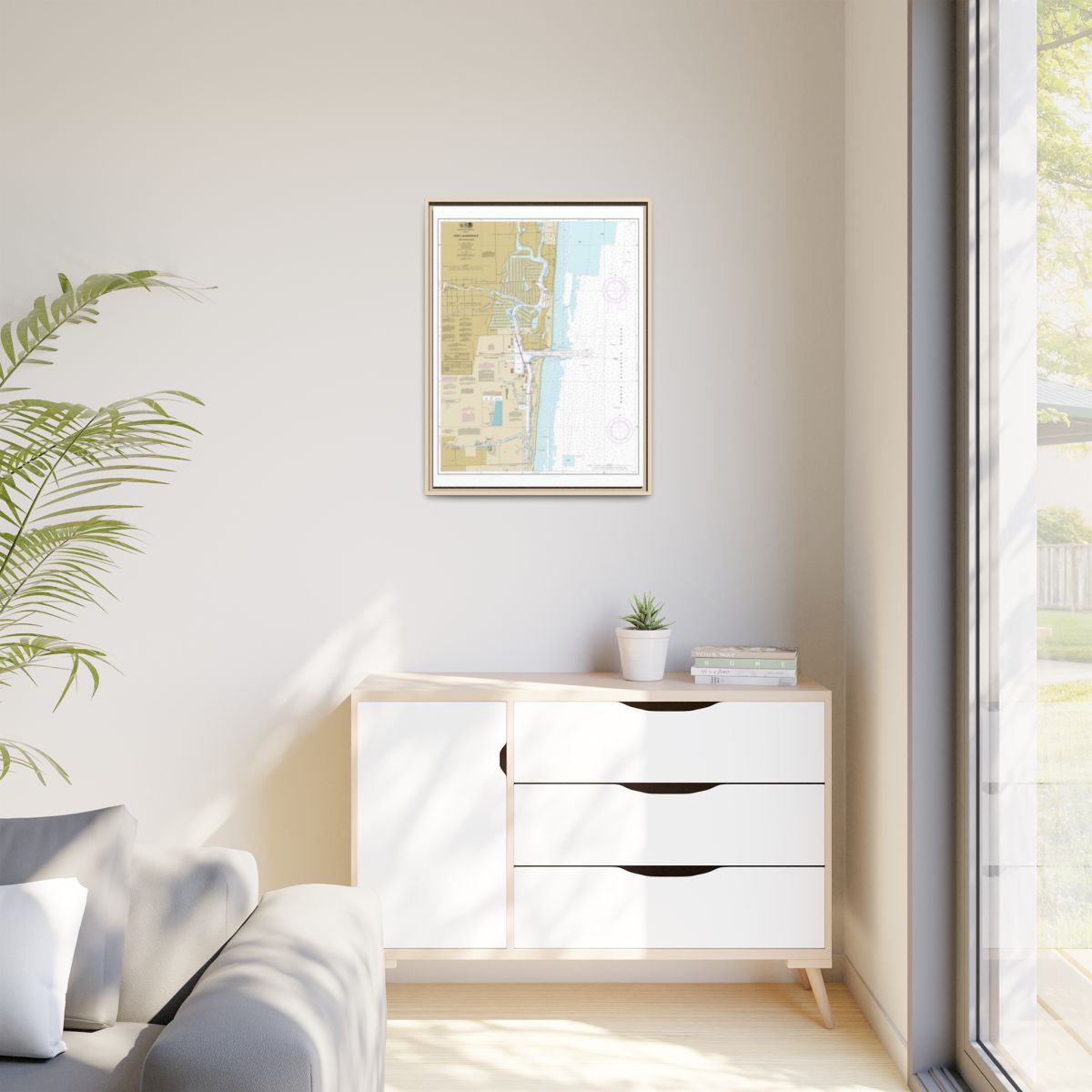 Chart 11470 Fort Lauderdale Port Everglades - NOAA Nautical Chart Floating Frame Canvas | 24" x 32" | 30" x 40" - Natural context-1