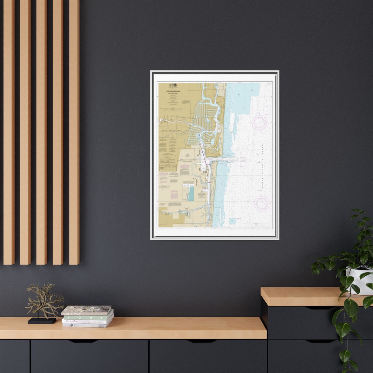Chart 11470 Fort Lauderdale Port Everglades - NOAA Nautical Chart Floating Frame Canvas | 24" x 32" | 30" x 40" - White context-2