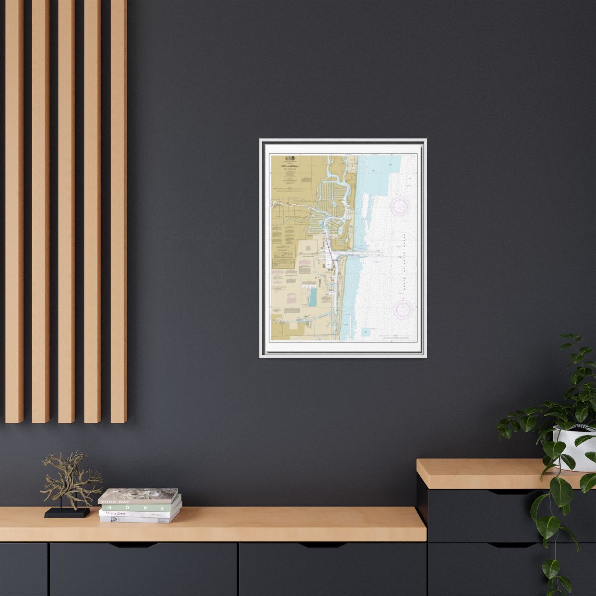 Chart 11470 Fort Lauderdale Port Everglades - NOAA Nautical Chart Floating Frame Canvas | 24" x 32" | 30" x 40" - White context-2