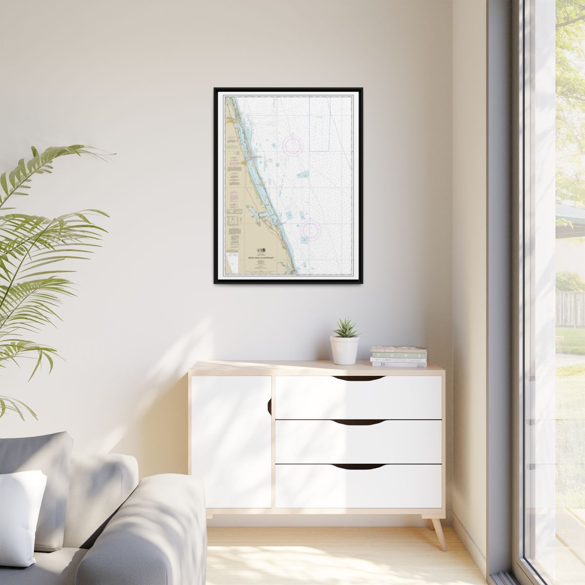 Chart 11474 Bethel Shoal to Jupiter Inlet - NOAA Nautical Chart Floating Frame Canvas | 24" x 32" | 30" x 40" - Black context-1