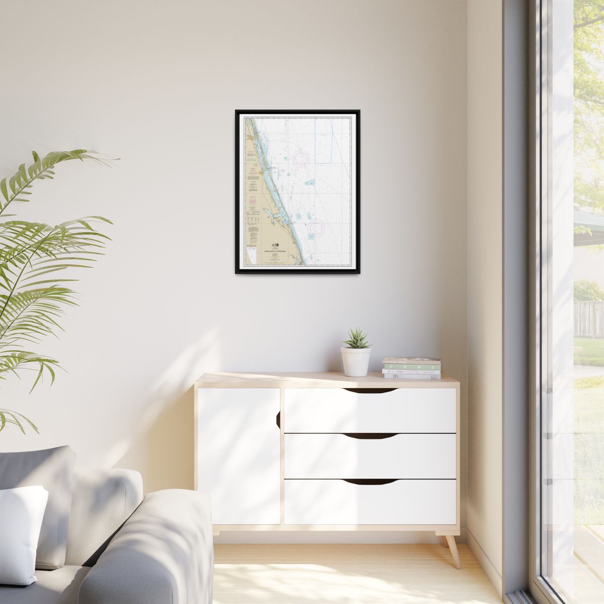 Chart 11474 Bethel Shoal to Jupiter Inlet - NOAA Nautical Chart Floating Frame Canvas | 24" x 32" | 30" x 40" - Black context-1
