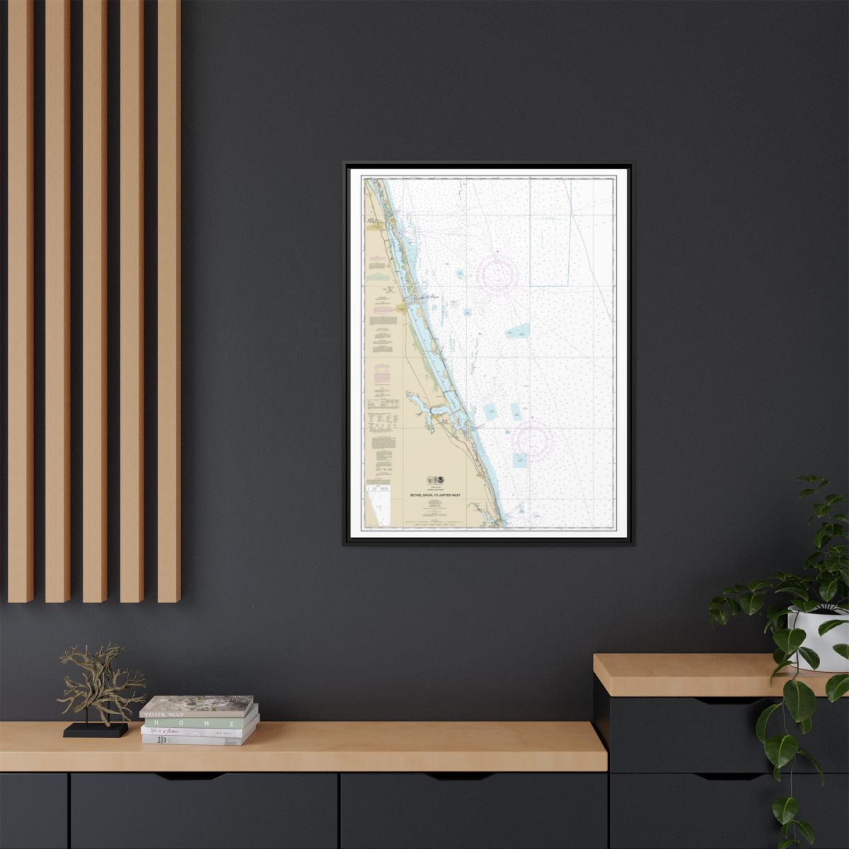 Chart 11474 Bethel Shoal to Jupiter Inlet - NOAA Nautical Chart Floating Frame Canvas | 24" x 32" | 30" x 40" - Black context-2