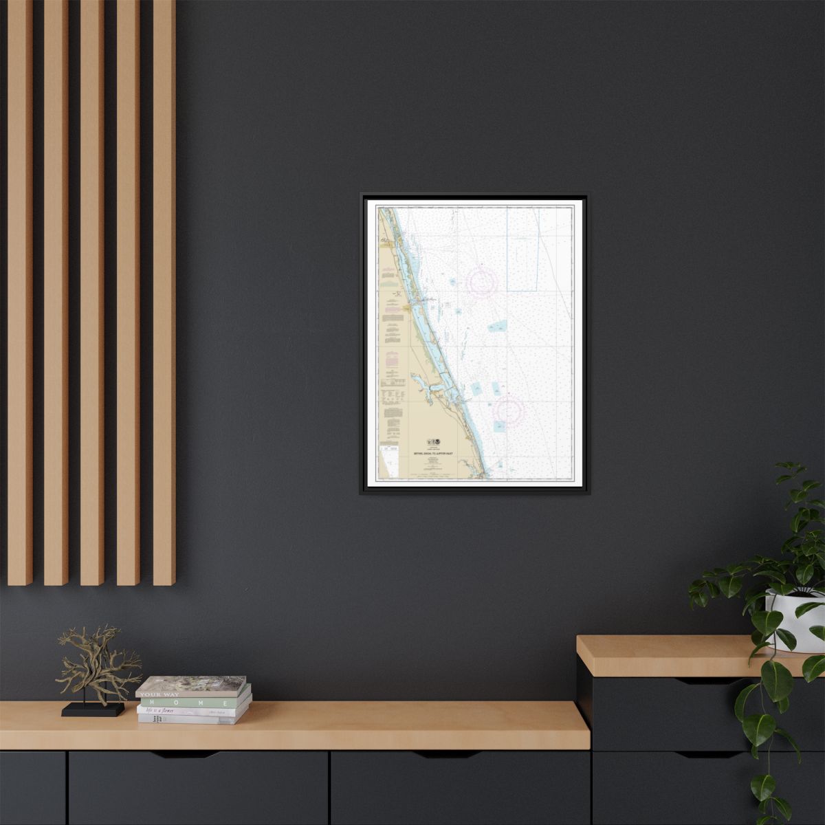 Chart 11474 Bethel Shoal to Jupiter Inlet - NOAA Nautical Chart Floating Frame Canvas | 24" x 32" | 30" x 40" - Black context-2