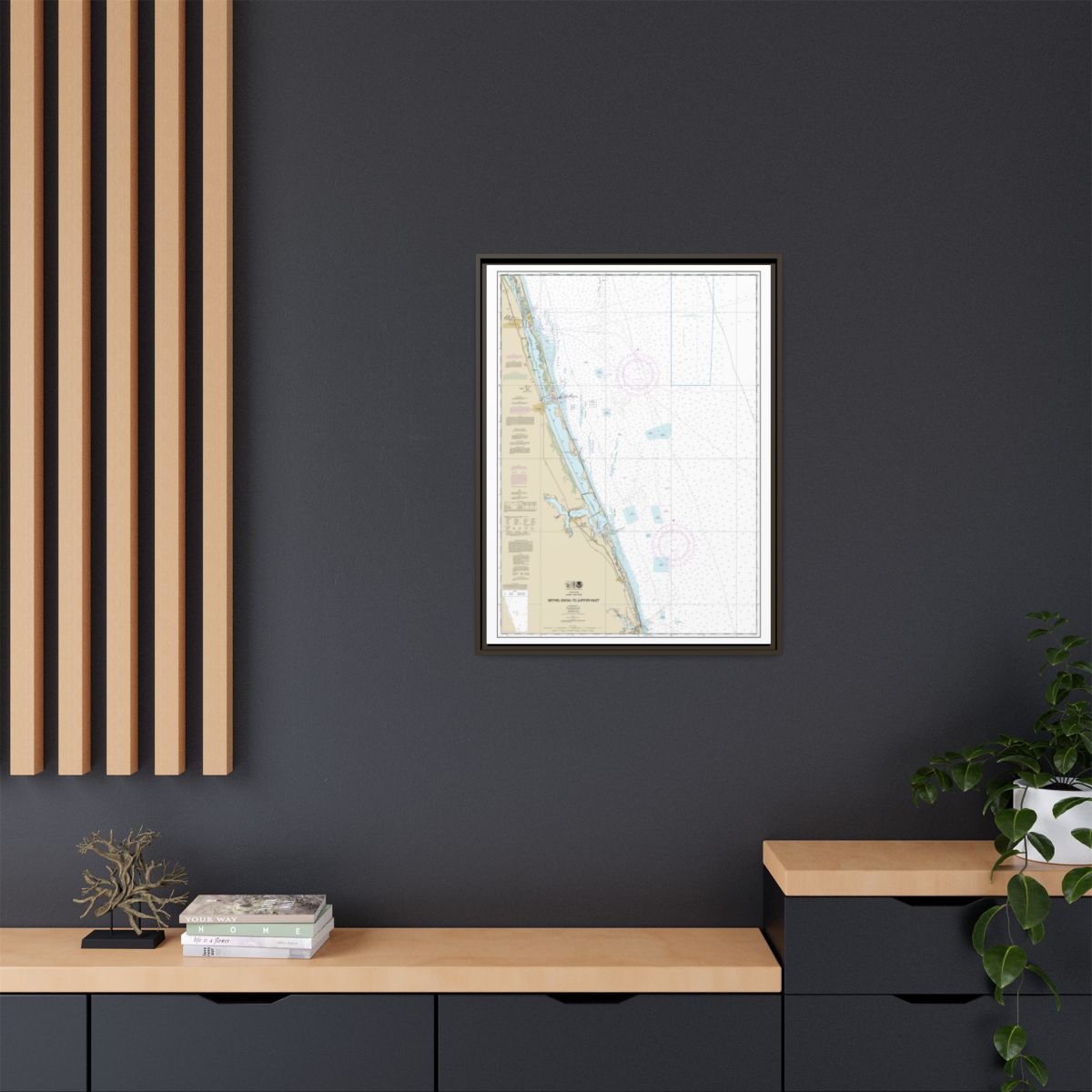 Chart 11474 Bethel Shoal to Jupiter Inlet - NOAA Nautical Chart Floating Frame Canvas | 24" x 32" | 30" x 40" - Espresso context-2