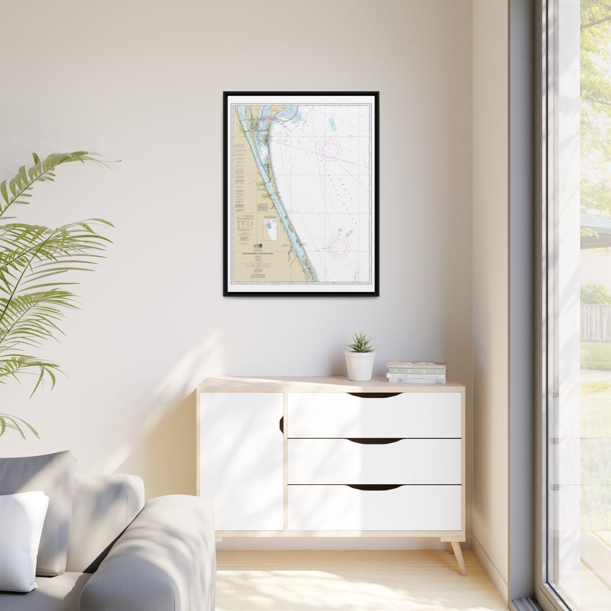 Chart 11476 Cape Canaveral to Bethel Shoal - NOAA Nautical Chart Floating Frame Canvas | 24" x 32" | 30" x 40" - Black context-1