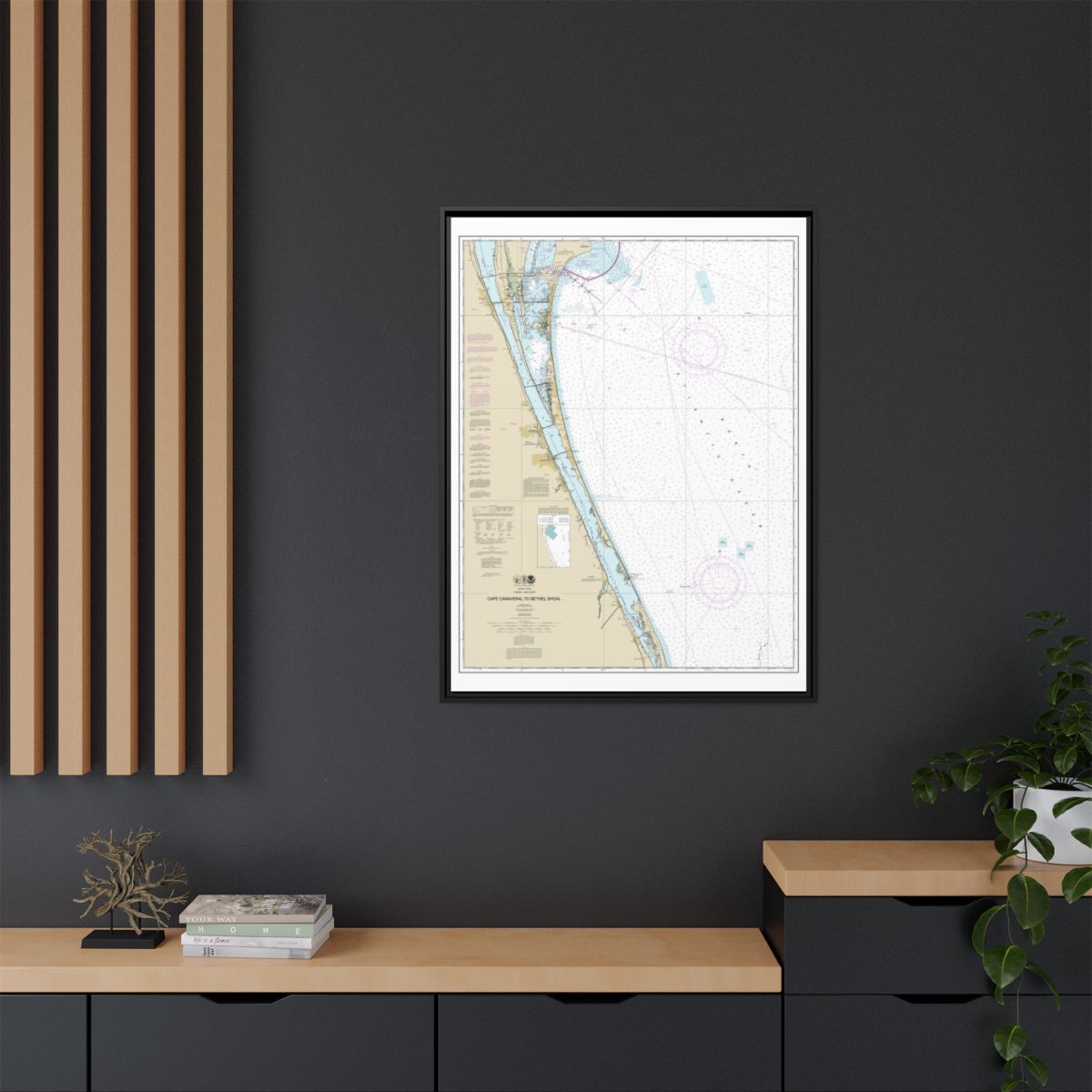 Chart 11476 Cape Canaveral to Bethel Shoal - NOAA Nautical Chart Floating Frame Canvas | 24" x 32" | 30" x 40" - Black context-2