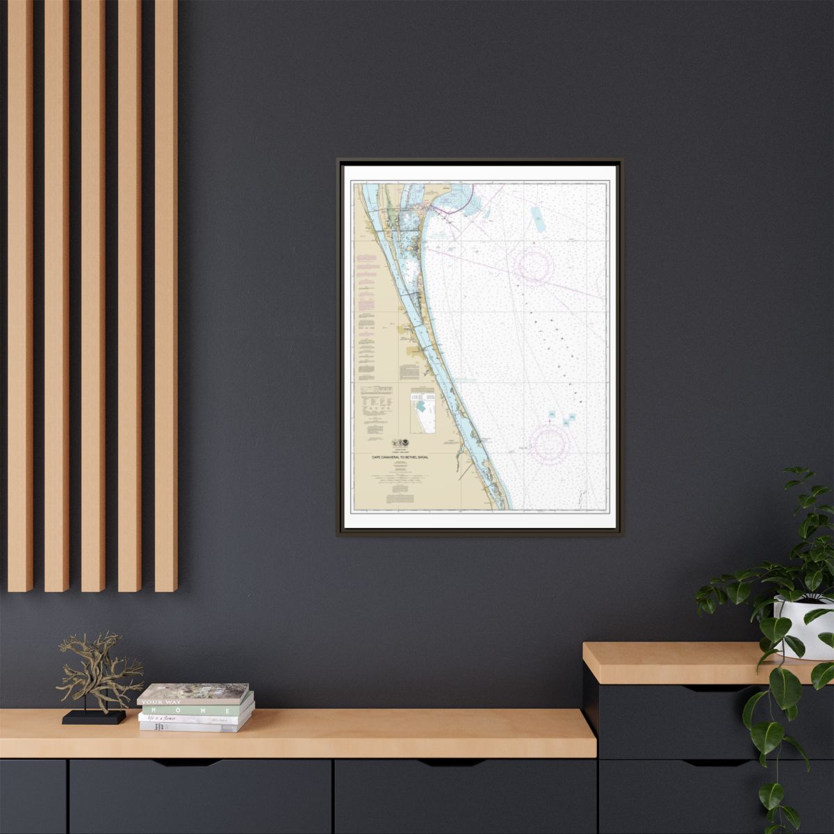 Chart 11476 Cape Canaveral to Bethel Shoal - NOAA Nautical Chart Floating Frame Canvas | 24" x 32" | 30" x 40" - Espresso context-2