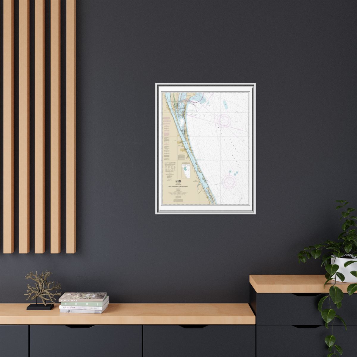 Chart 11476 Cape Canaveral to Bethel Shoal - NOAA Nautical Chart Floating Frame Canvas | 24" x 32" | 30" x 40" - White context-2