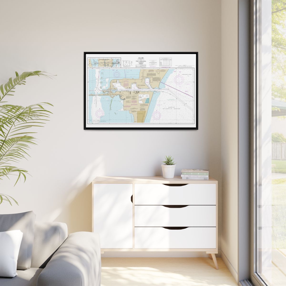 Chart 11478 Port Canaveral;Canaveral Barge Canal Extension - NOAA Nautical Chart Floating Frame Canvas | 30" x 20" | 36" x 24" | 48" x 32" - Black context-1