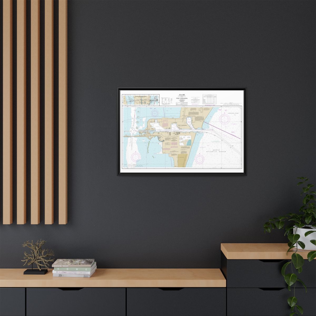 Chart 11478 Port Canaveral;Canaveral Barge Canal Extension - NOAA Nautical Chart Floating Frame Canvas | 30" x 20" | 36" x 24" | 48" x 32" - Black context-2