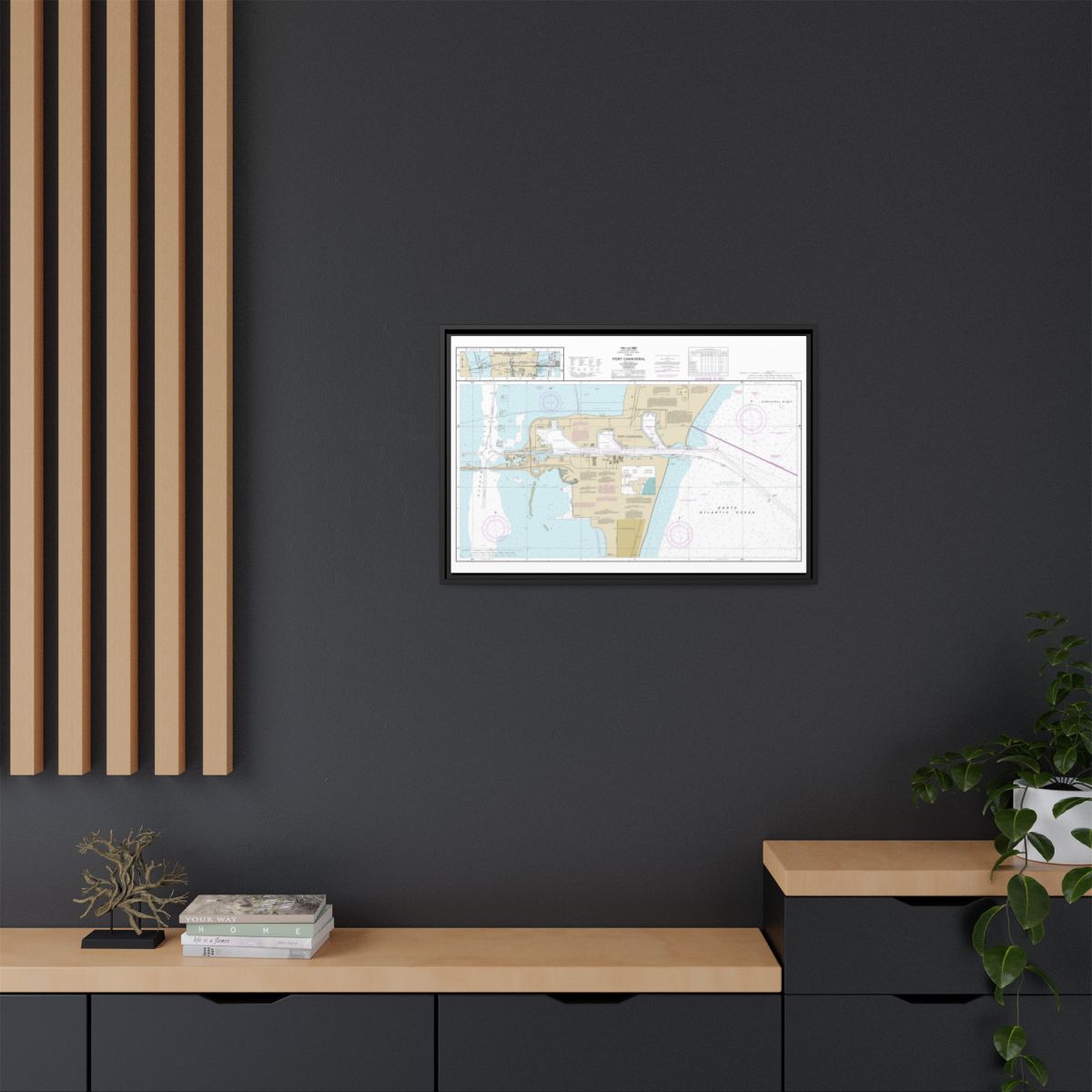 Chart 11478 Port Canaveral;Canaveral Barge Canal Extension - NOAA Nautical Chart Floating Frame Canvas | 30" x 20" | 36" x 24" | 48" x 32" - Black context-2