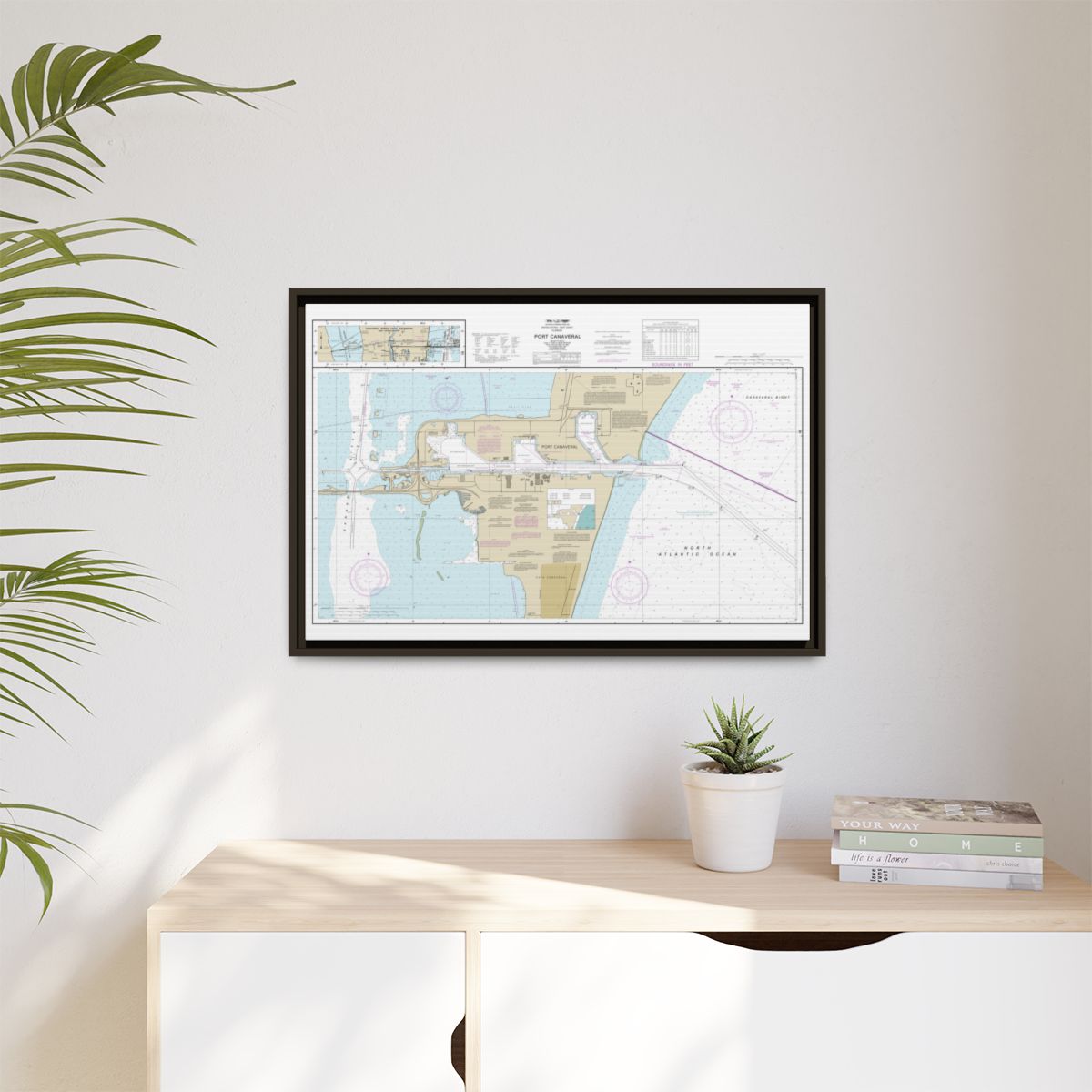 Chart 11478 Port Canaveral;Canaveral Barge Canal Extension - NOAA Nautical Chart Floating Frame Canvas | 30" x 20" | 36" x 24" | 48" x 32" - Espresso context-1