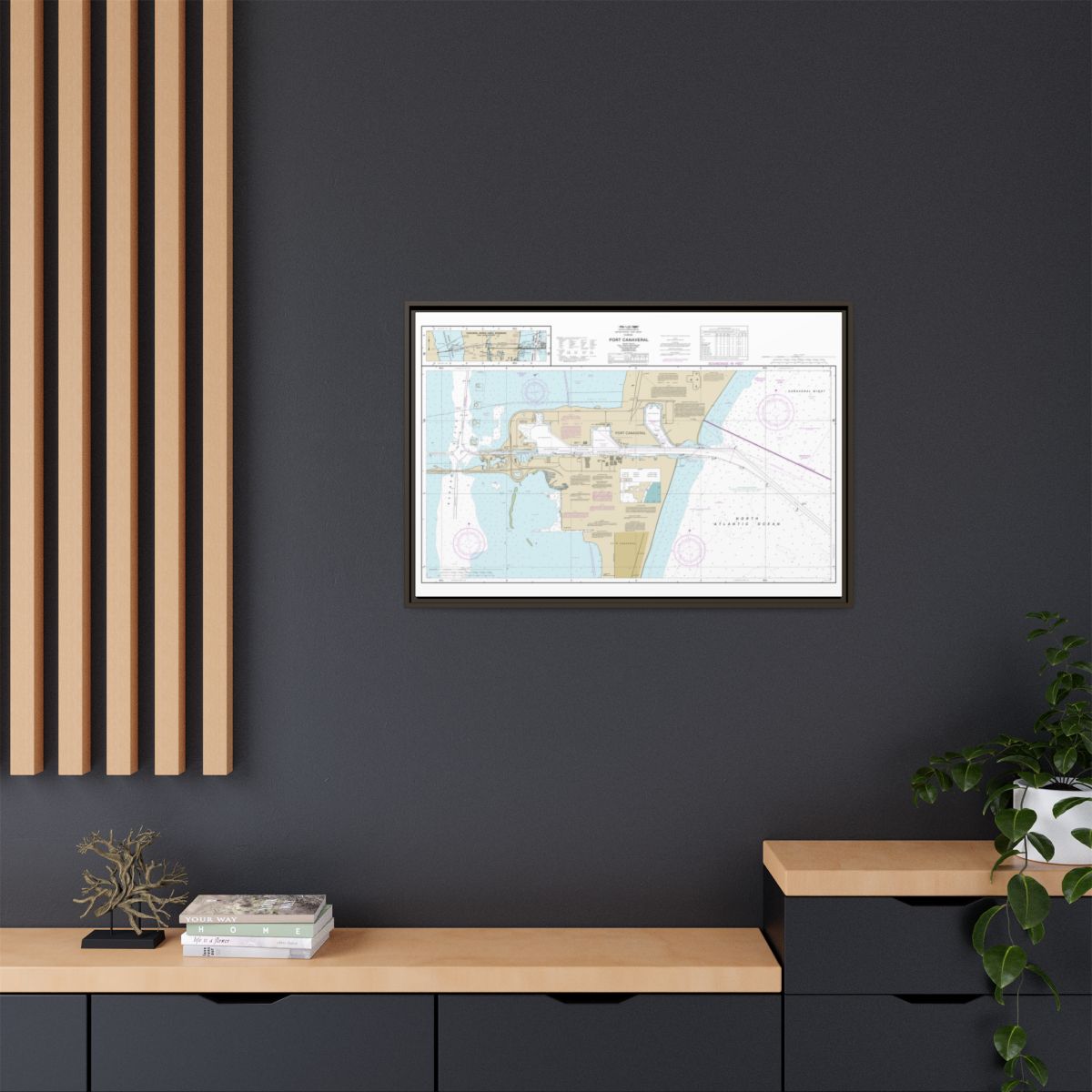 Chart 11478 Port Canaveral;Canaveral Barge Canal Extension - NOAA Nautical Chart Floating Frame Canvas | 30" x 20" | 36" x 24" | 48" x 32" - Espresso context-2