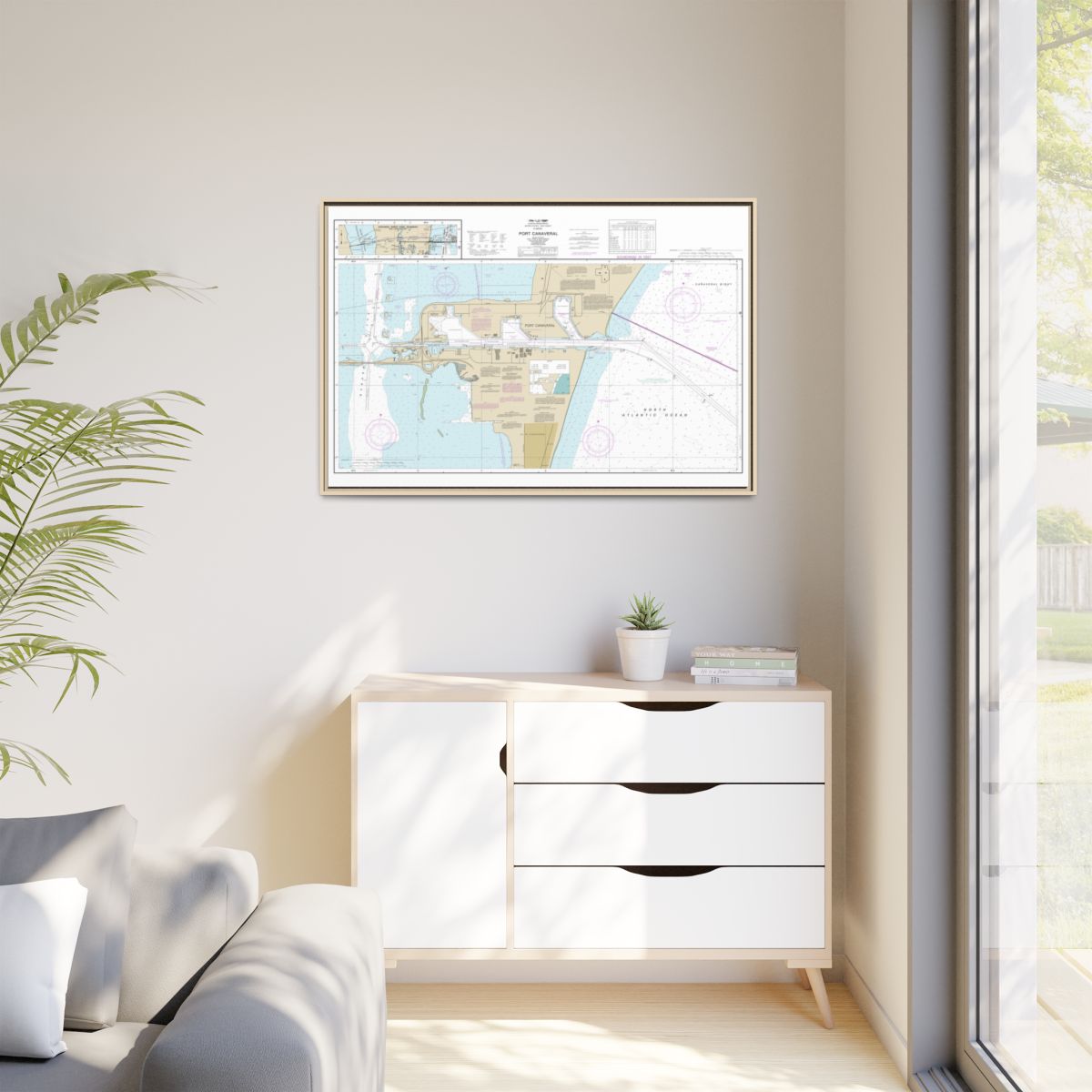 Chart 11478 Port Canaveral;Canaveral Barge Canal Extension - NOAA Nautical Chart Floating Frame Canvas | 30" x 20" | 36" x 24" | 48" x 32" - Natural context-1