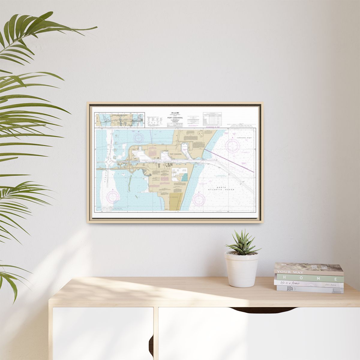 Chart 11478 Port Canaveral;Canaveral Barge Canal Extension - NOAA Nautical Chart Floating Frame Canvas | 30" x 20" | 36" x 24" | 48" x 32" - Natural context-1
