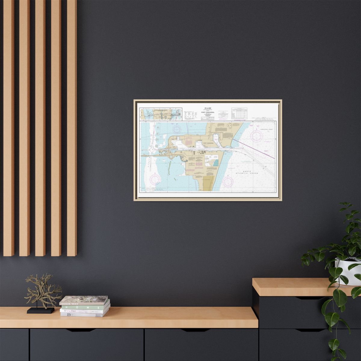 Chart 11478 Port Canaveral;Canaveral Barge Canal Extension - NOAA Nautical Chart Floating Frame Canvas | 30" x 20" | 36" x 24" | 48" x 32" - Natural context-2