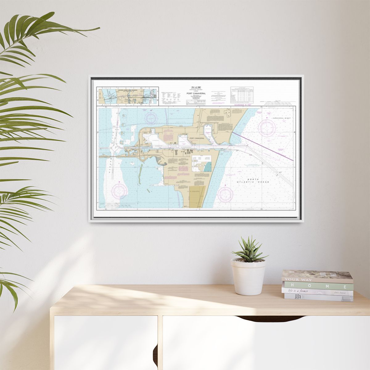 Chart 11478 Port Canaveral;Canaveral Barge Canal Extension - NOAA Nautical Chart Floating Frame Canvas | 30" x 20" | 36" x 24" | 48" x 32" - White context-1