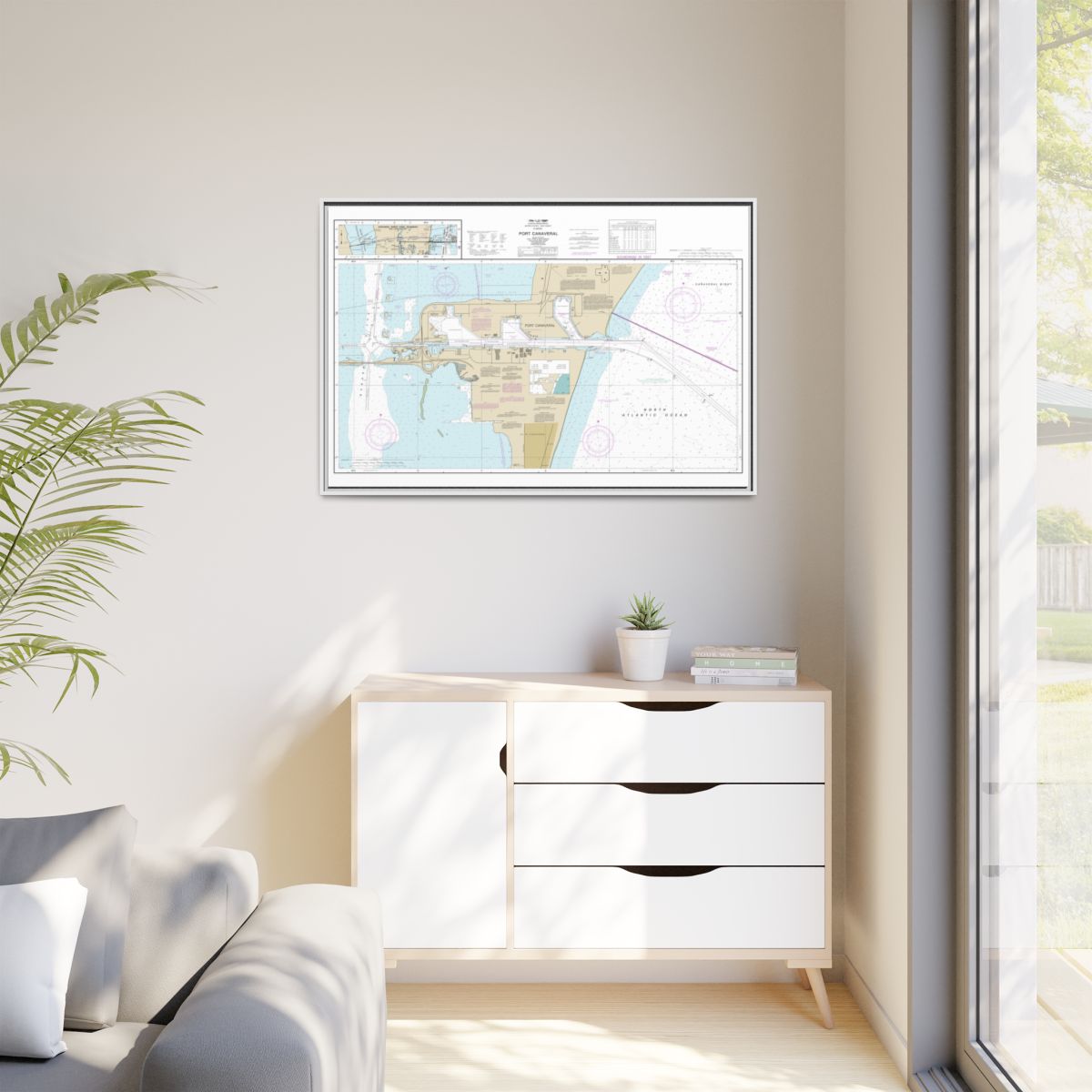 Chart 11478 Port Canaveral;Canaveral Barge Canal Extension - NOAA Nautical Chart Floating Frame Canvas | 30" x 20" | 36" x 24" | 48" x 32" - White context-1