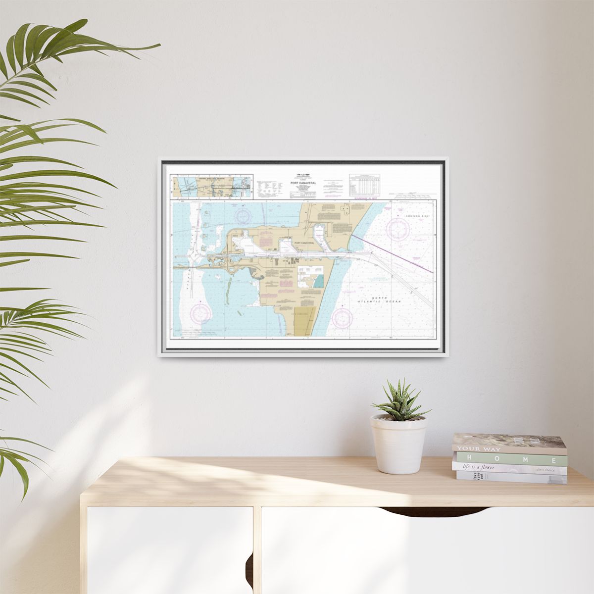 Chart 11478 Port Canaveral;Canaveral Barge Canal Extension - NOAA Nautical Chart Floating Frame Canvas | 30" x 20" | 36" x 24" | 48" x 32" - White context-1