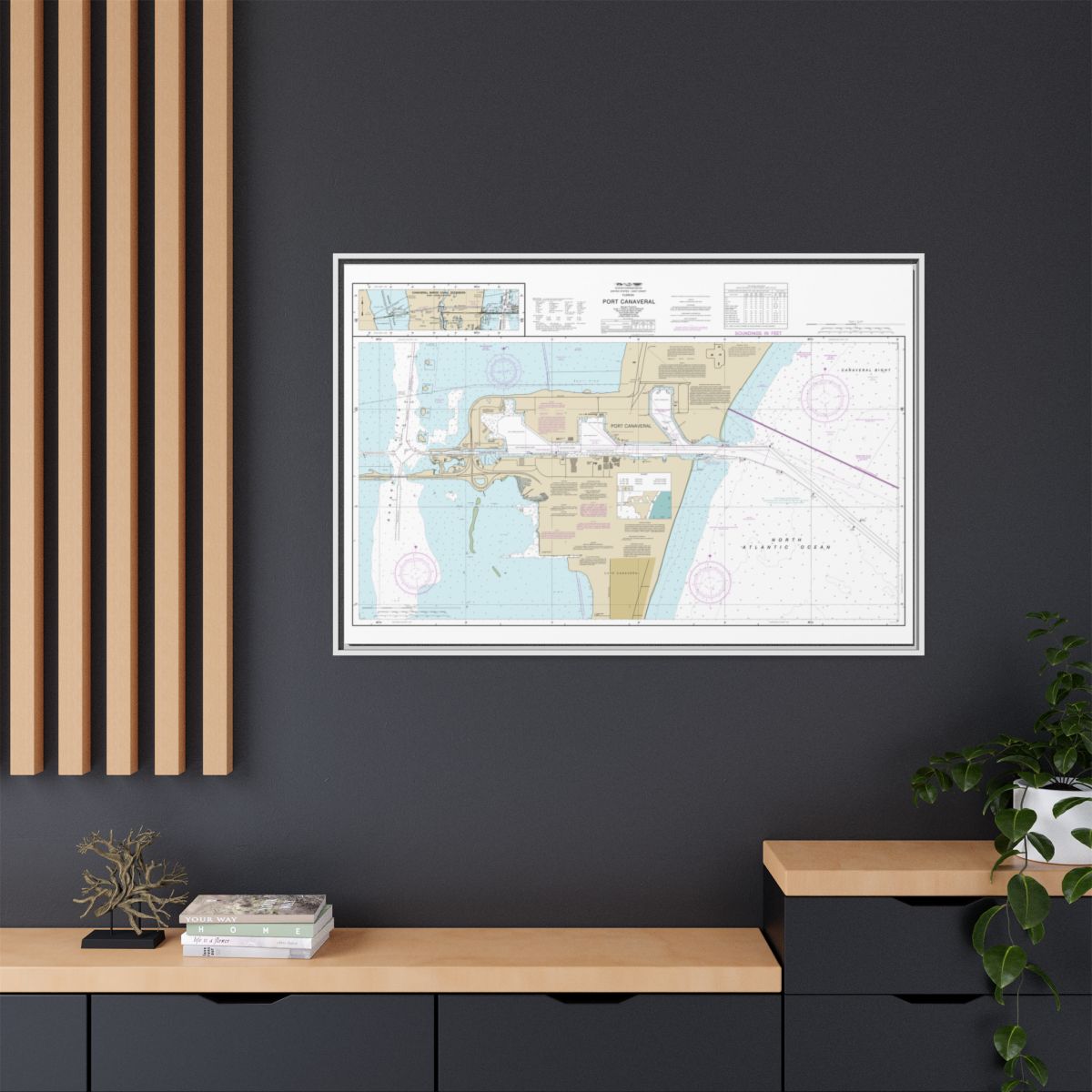 Chart 11478 Port Canaveral;Canaveral Barge Canal Extension - NOAA Nautical Chart Floating Frame Canvas | 30" x 20" | 36" x 24" | 48" x 32" - White context-2