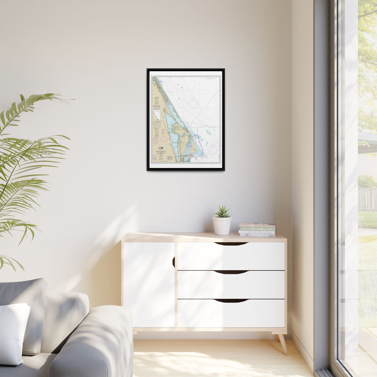 Chart 11484 Ponce de Leon Inlet to Cape Canaveral - NOAA Nautical Chart Floating Frame Canvas | 24" x 32" | 30" x 40" - Black context-1