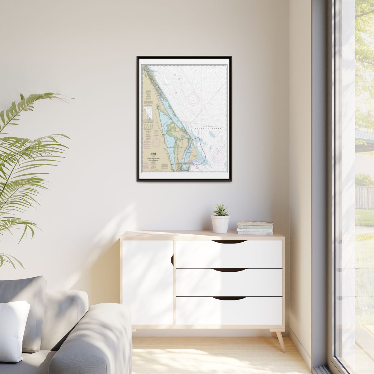 Chart 11484 Ponce de Leon Inlet to Cape Canaveral - NOAA Nautical Chart Floating Frame Canvas | 24" x 32" | 30" x 40" - Espresso context-1