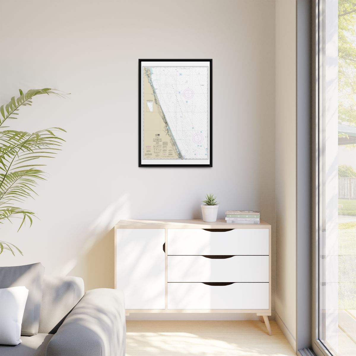Chart 11486 St. Augustine Light to Ponce de Leon Inlet - NOAA Nautical Chart Floating Frame Canvas | 20" x 30" | 24" x 36" | 32" x 48" - Black context-1
