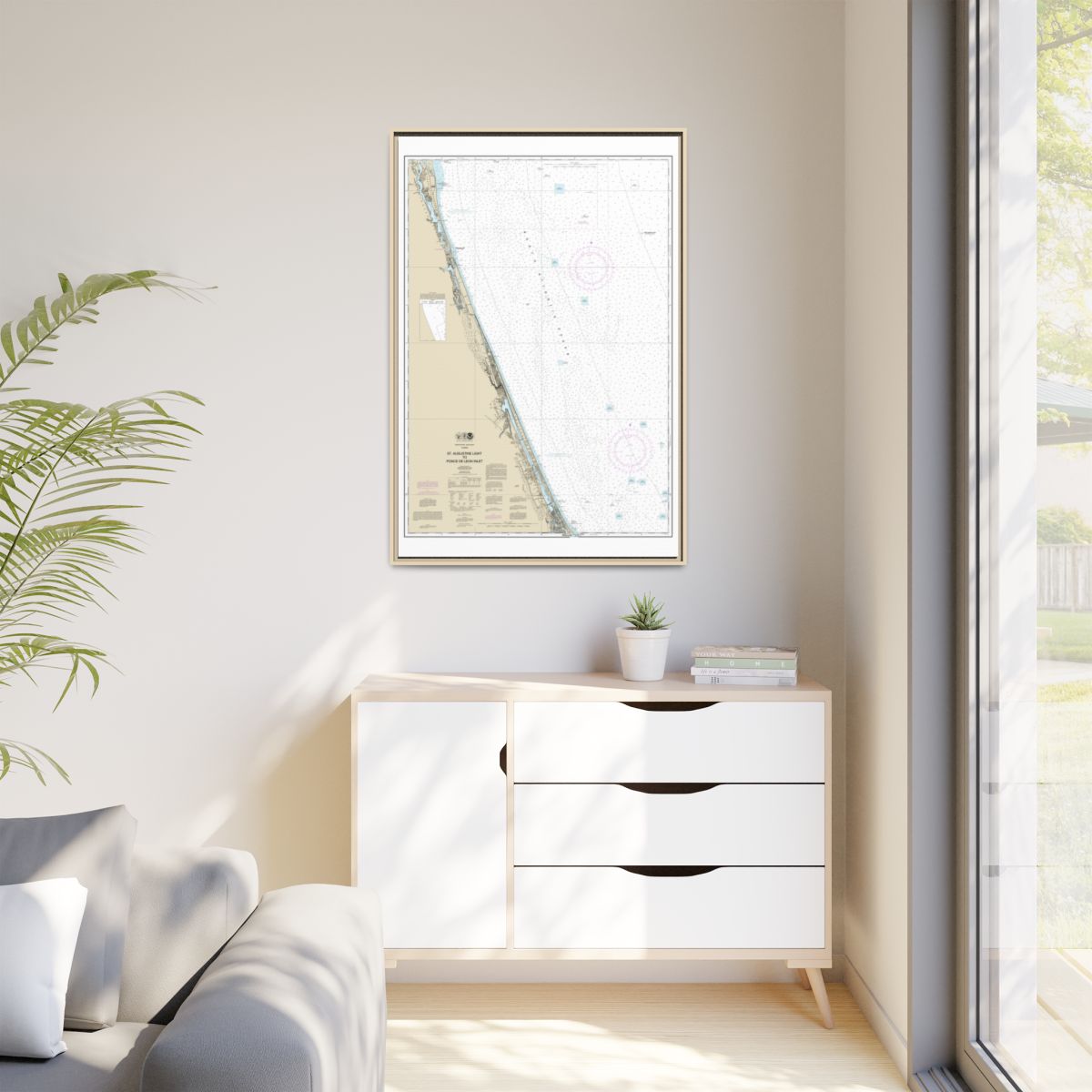 Chart 11486 St. Augustine Light to Ponce de Leon Inlet - NOAA Nautical Chart Floating Frame Canvas | 20" x 30" | 24" x 36" | 32" x 48" - Natural context-1