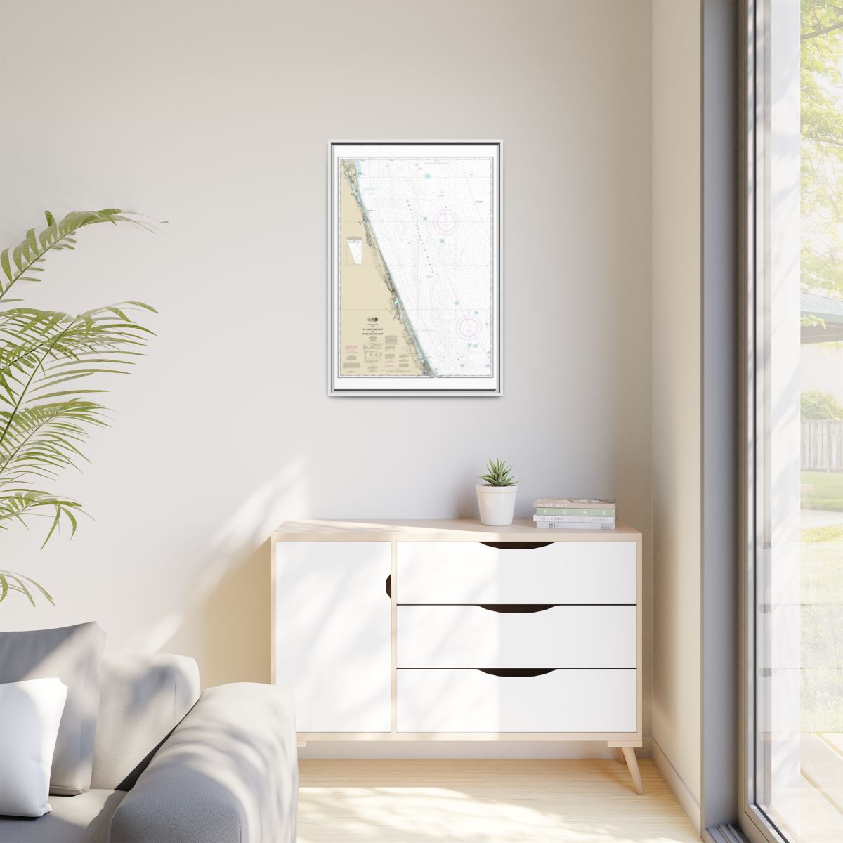Chart 11486 St. Augustine Light to Ponce de Leon Inlet - NOAA Nautical Chart Floating Frame Canvas | 20" x 30" | 24" x 36" | 32" x 48" - White context-1