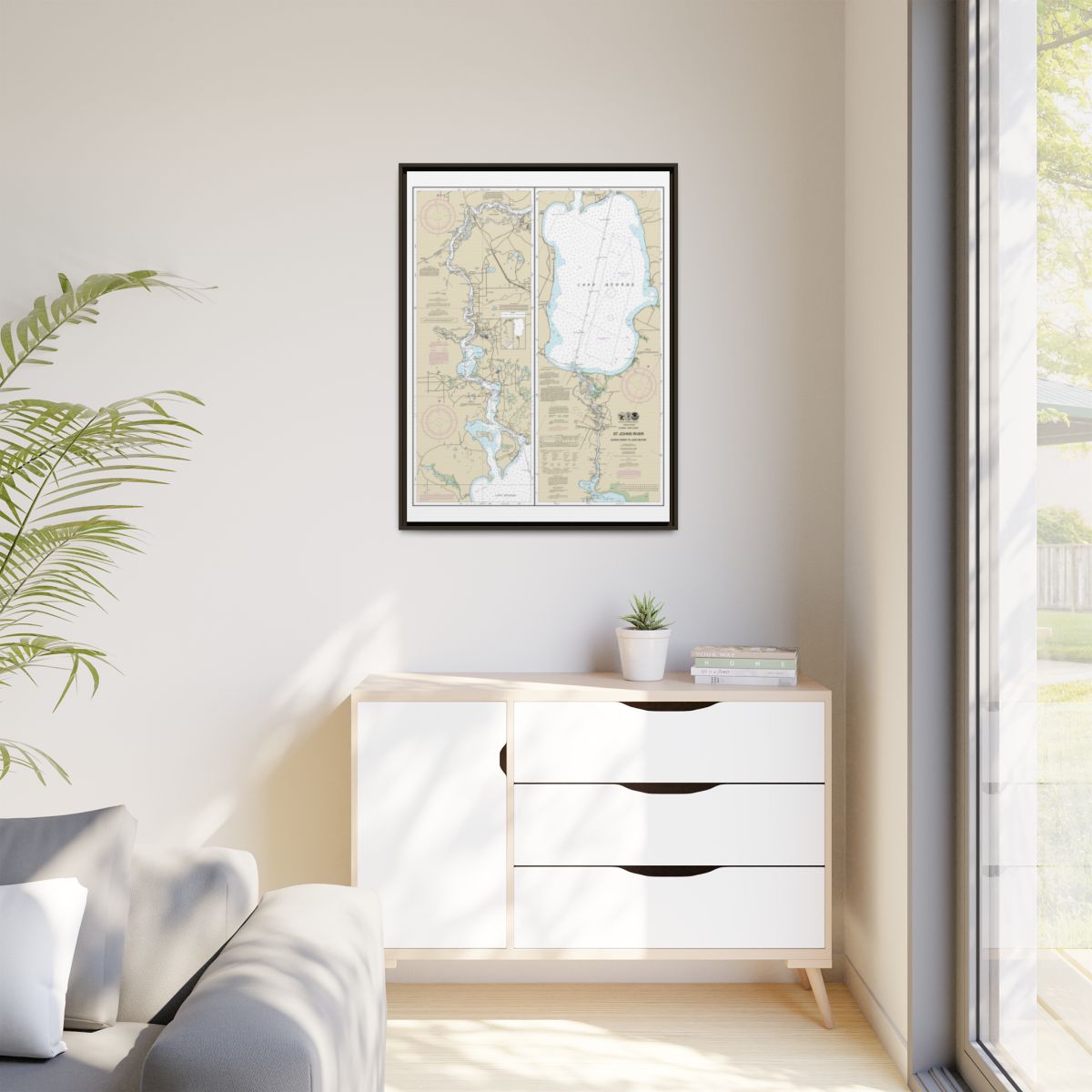 Chart 11495 St. Johns River Dunns Creek to Lake Dexter - NOAA Nautical Chart Floating Frame Canvas | 24" x 32" | 30" x 40" - Espresso context-1