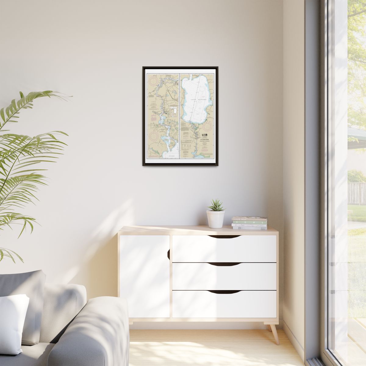 Chart 11495 St. Johns River Dunns Creek to Lake Dexter - NOAA Nautical Chart Floating Frame Canvas | 24" x 32" | 30" x 40" - Espresso context-1